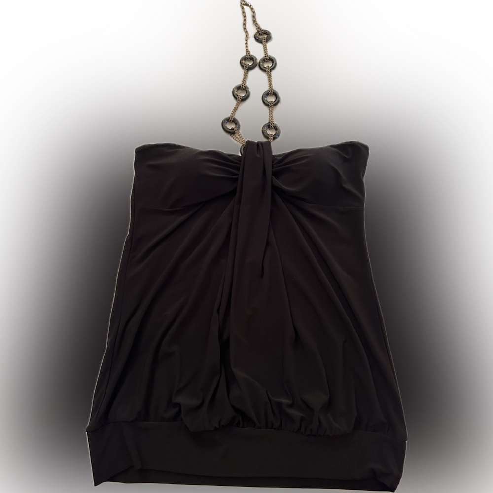 Studio Y Black Halter Top w/ Chain and Bead Accents - Picture 5 of 8